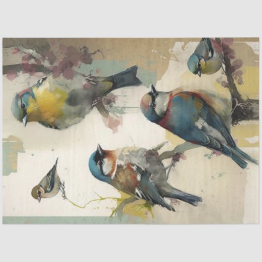 Vogels en bloemen Ephemera Design Series #16 Tissuepapier (Voorkant)