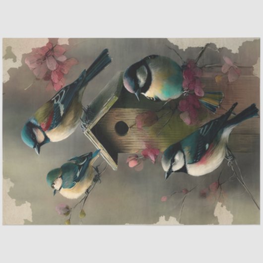 Vogels en bloemen Ephemera Design Series #18 Tissuepapier (Voorkant)