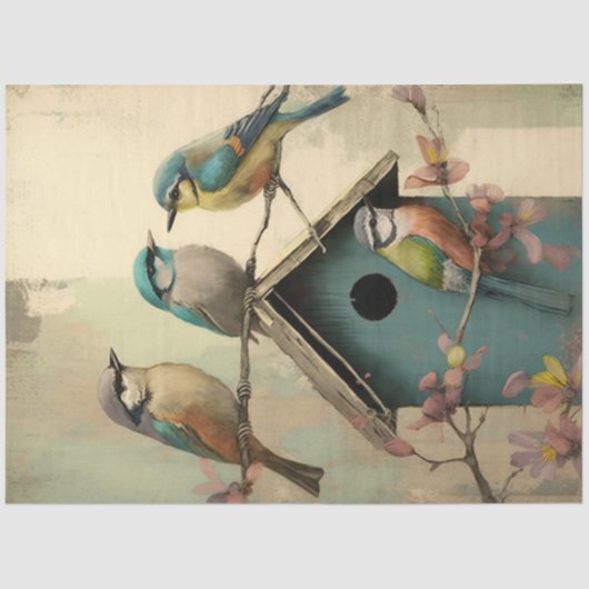 Vogels en bloemen Ephemera Design Series #19 Tissuepapier (Voorkant)