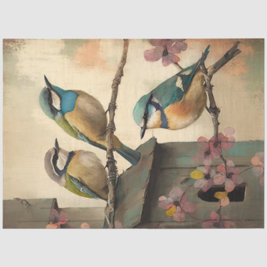 Vogels en bloemen Ephemera Design Series #4 Tissuepapier (Voorkant)