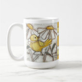 Vogels en bloemen - Gele vogel en strepen Koffiemok (Links)