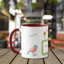 Vogels en bloemen - Gepersonaliseerde mama Mok