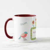Vogels en bloemen - Gepersonaliseerde mama Mok (Links)