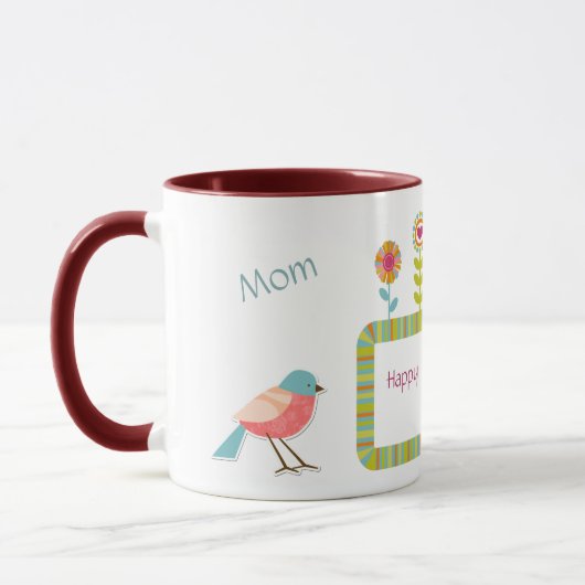 Vogels en bloemen - Gepersonaliseerde mama Mok (Links)