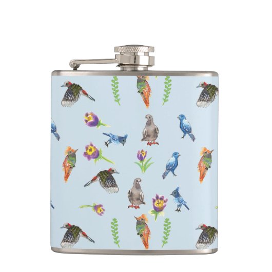 vogels en bloemen heupfles (Voorkant)