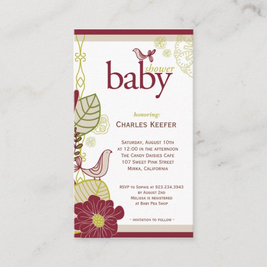 Vogels en bloemen informatiekaartje (Voorkant)