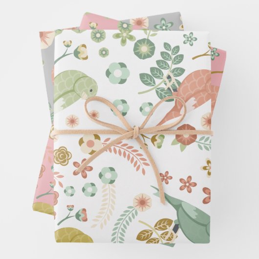  vogels en bloemen inpakpapier vel (In situ)