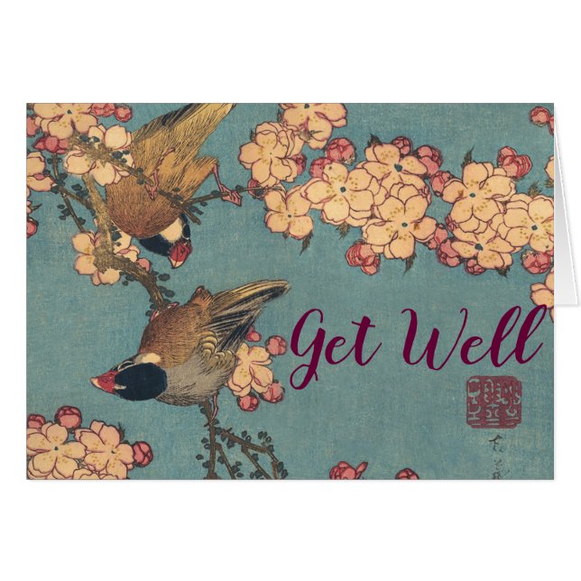 Vogels en bloemen Japanse kunstroze Floral (Voorkant Horizontaal)