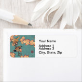 Vogels en bloemen Japanse kunstroze Floral Etiket (Insitu)