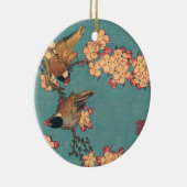 Vogels en bloemen Japanse kunstroze Floral Keramisch Ornament (Rechts)