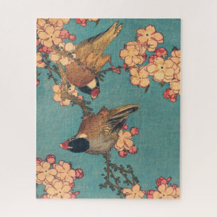 Vogels en bloemen Japanse kunstroze Floral Legpuzzel