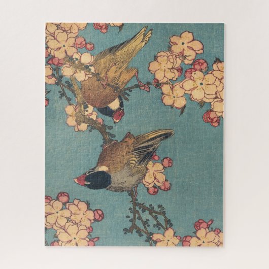 Vogels en bloemen Japanse kunstroze Floral Legpuzzel (Verticaal)
