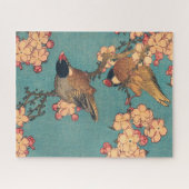 Vogels en bloemen Japanse kunstroze Floral Legpuzzel (Horizontaal)