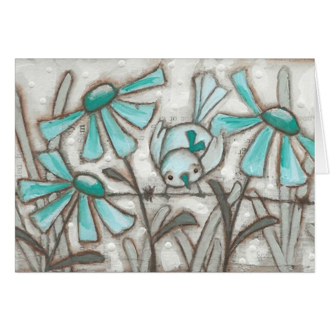 Vogels en bloemen/Laguna Blue - blanco binnenzijde (Voorkant Horizontaal)