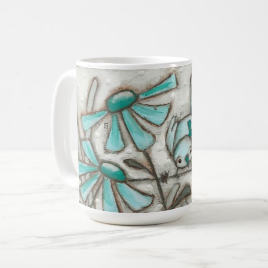 Vogels en bloemen/Laguna Blue - Mok (Voorkant links)