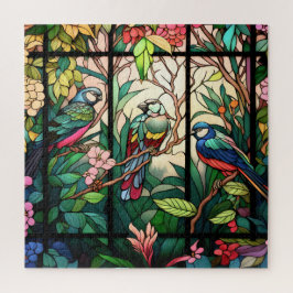Vogels en bloemen legpuzzel