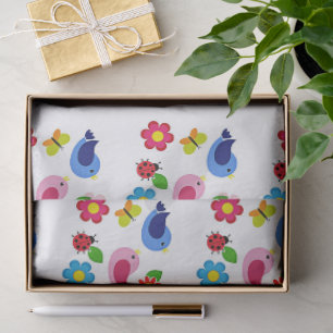 Vogels en bloemen lente tissuepapier