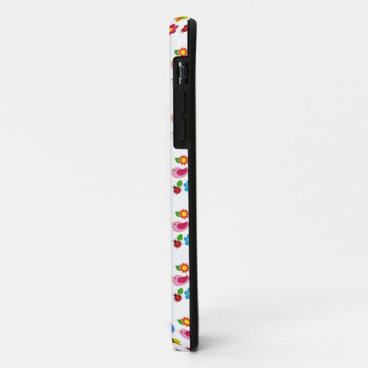Vogels en bloemen lentepatroon wit Case-Mate iPhone case (Achterkant/links)