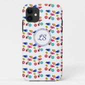 Vogels en bloemen lentepatroon wit Case-Mate iPhone case (Achterkant)