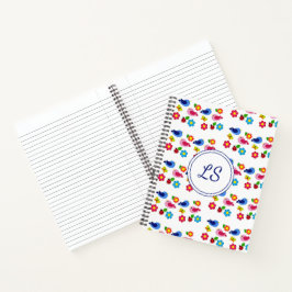 Vogels en bloemen lentepatroon wit notitieboek