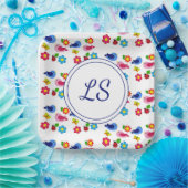 Vogels en bloemen lentepatroon wit papieren bordje (Feest)