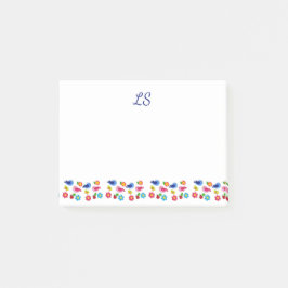 Vogels en bloemen lentepatroon wit post-it® notes