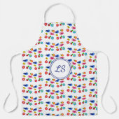 Vogels en bloemen lentepatroon wit schort (Voorkant)