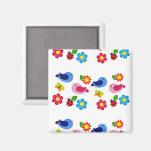 Vogels en bloemen lentstijd magneet (Voorkant / Achterkant)