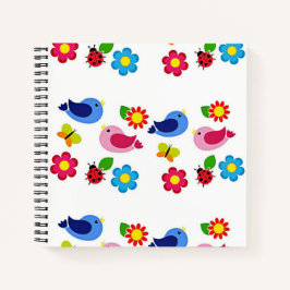 Vogels en bloemen lentstijd notitieboek