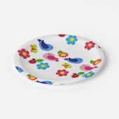 Vogels en bloemen lentstijd papieren bordje (Gekanteld)