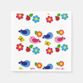 Vogels en bloemen lentstijd servet