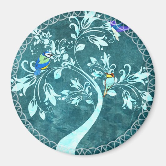 Vogels en bloemen magneet (Voorkant)