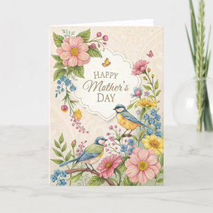 Vogels en bloemen Moederdag Aankondiging