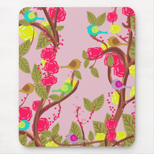  vogels en bloemen muismat (Voorkant)