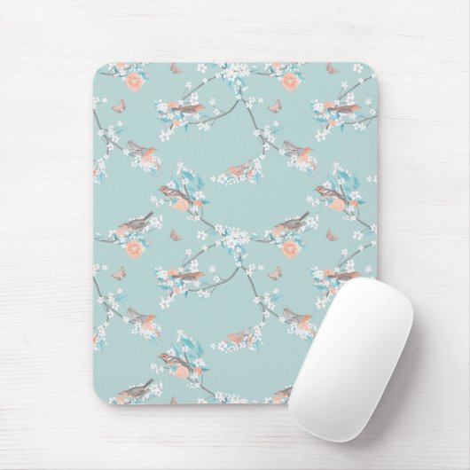 Vogels en bloemen muismat (Met muis)