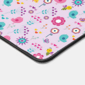Vogels en Bloemen Pastel Patroon Jouw naam Bureaumat (Hoek)