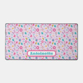 Vogels en Bloemen Pastel Patroon Jouw naam Bureaumat (Voorkant)