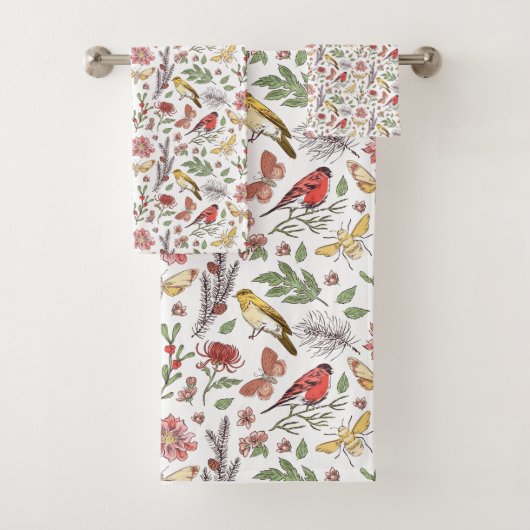 Vogels en Bloemen Patroon Bad Handdoek (Insitu)