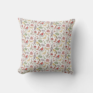 Vogels en Bloemen Patroon Kussen