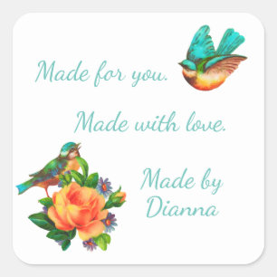 Vogels en bloemen Product Square Stickers