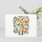 Vogels en bloemen Scandinavische volkskunst Kaart (Staand voorkant)