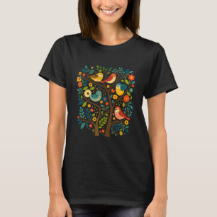 Vogels en bloemen Scandinavische volkskunst T-shirt