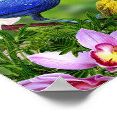 Vogels en bloemen Schitterend afbeelding met vogel Poster (Hoek)