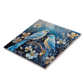 Vogels en bloemen, sierlijk en mooi, tegeltje (Zijkant)