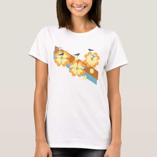 Vogels en bloemen t-shirt (Voorkant)