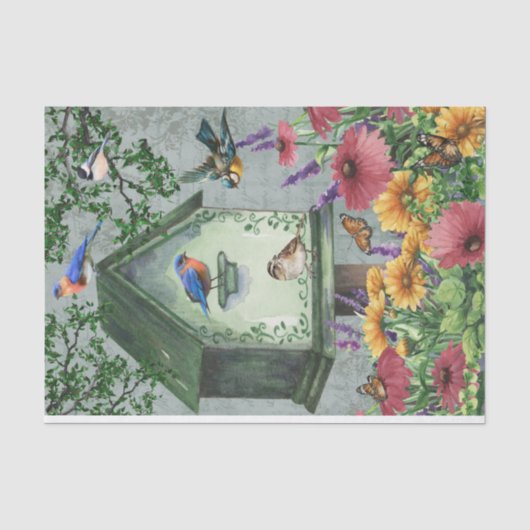 Vogels en bloemen tissuepapier (Voorkant)