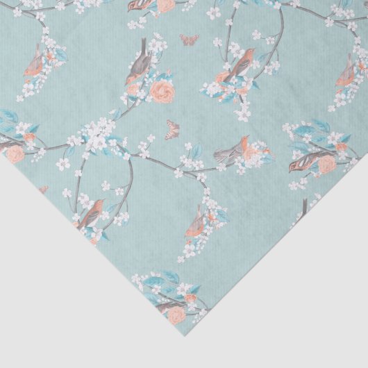 Vogels en bloemen tissuepapier (Detail)