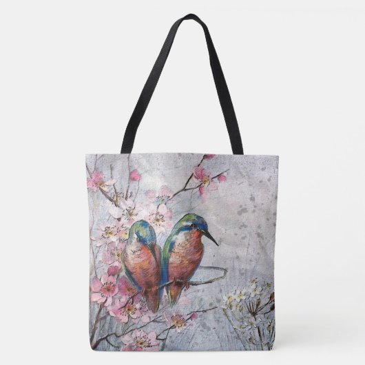 Vogels en bloemen tote bag (Voorkant)