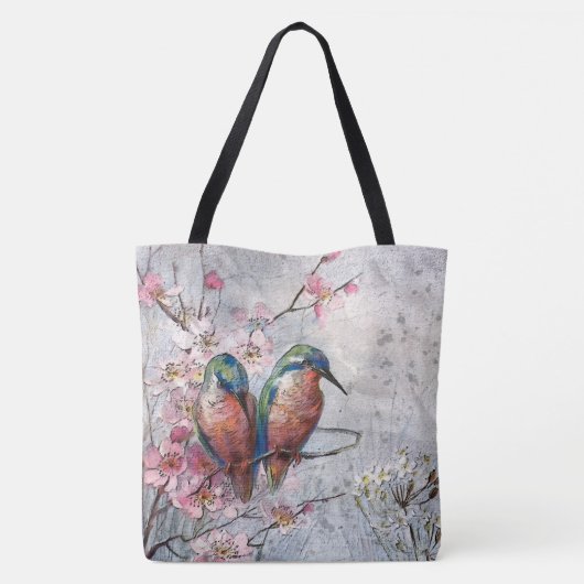 Vogels en bloemen tote bag (Achterkant)