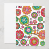 Vogels en bloemen, uitnodigingskaart kaart (Voorkant / Achterkant)